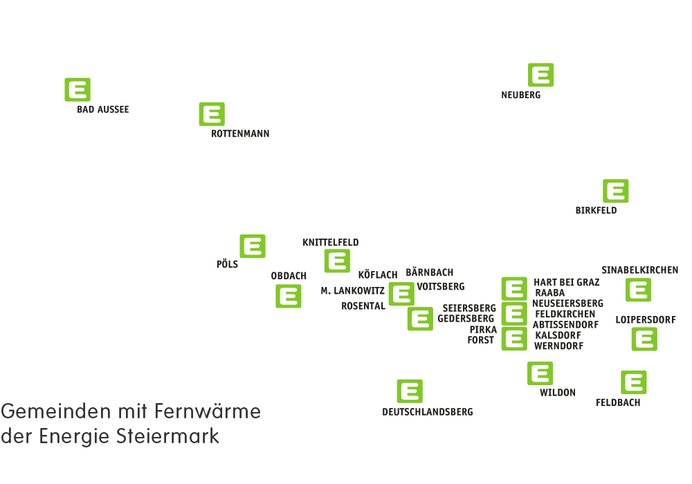 Gemeinden mit Fernwärme der Energie Steiermark