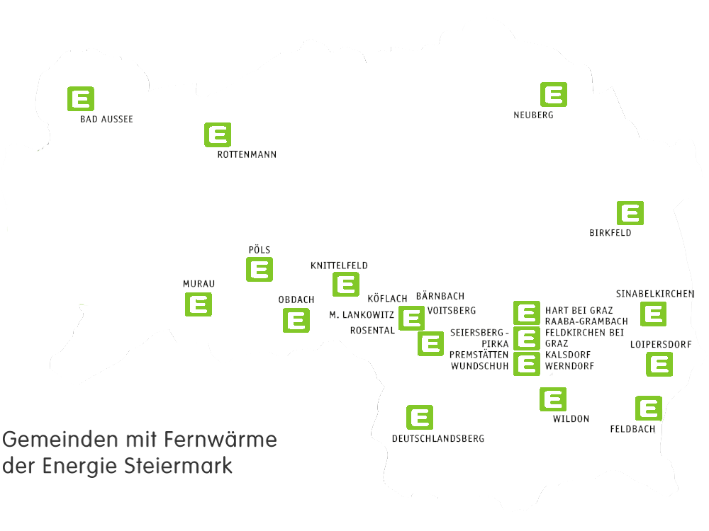 Gemeinden mit Fernwärme der Energie Steiermark